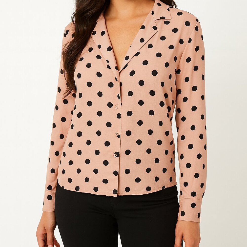 Reformation Long Sleeve Polka Dot Button up Shirt Size Small